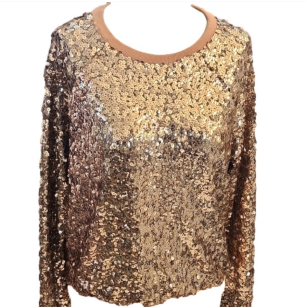 LOVE SADIE Rose gold sequin top with super soft and comfy lining